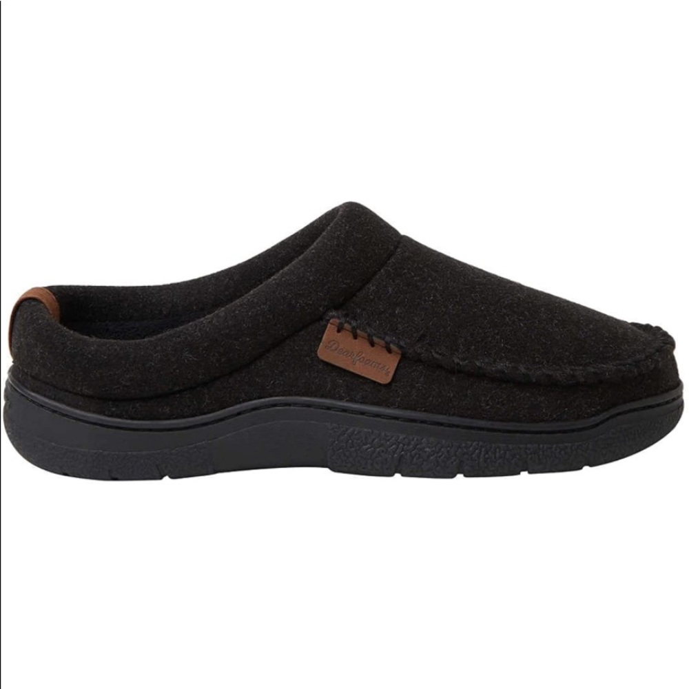 Dearfoams Memory Foam no sweat wool blend rubber bottom slip on slippers gift